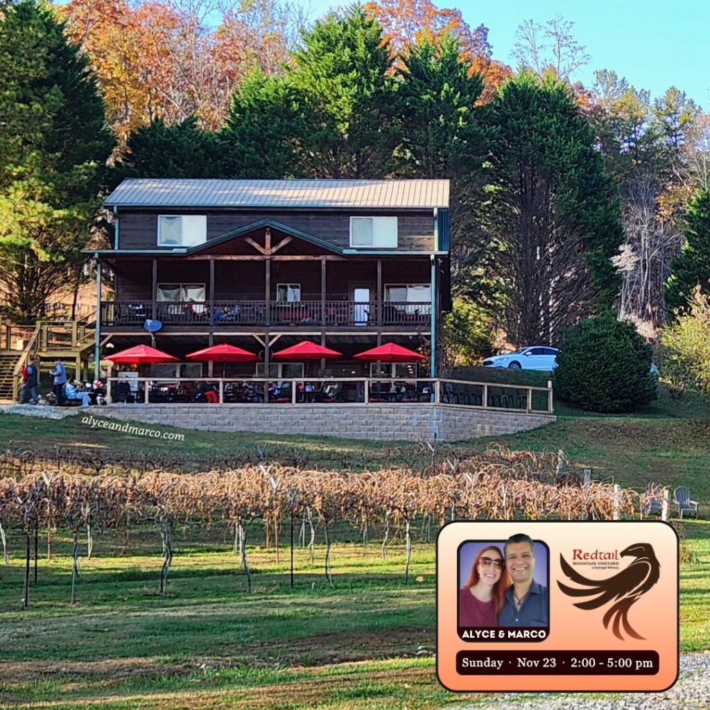 Redtail Mountain Vineyard in Blairsville Live Music November 2025 from Alyce and Marco