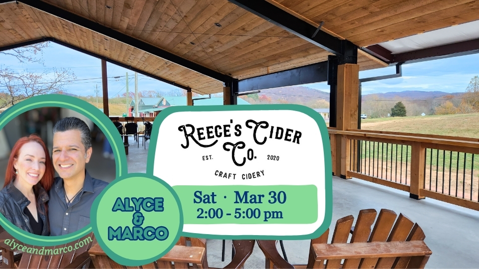 Live music from Alyce and Marco at Reece's Cider Co on Mar 30