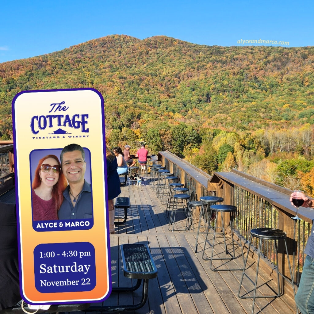 The Cottage Winery Live Music in Cleveland GA on November 22nd from Alyce and Marco